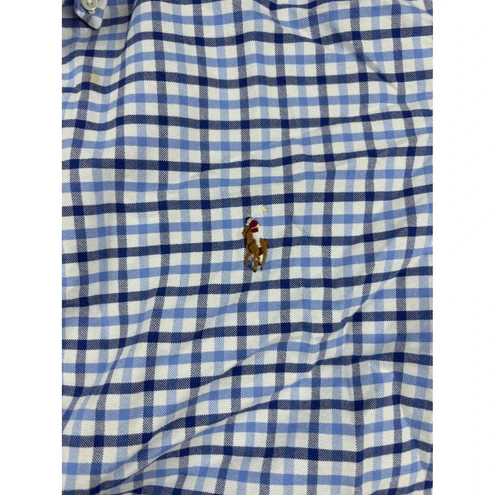Polo Ralph Lauren Mens XXL Blue White Gingham Check Button Down Shirt L/S